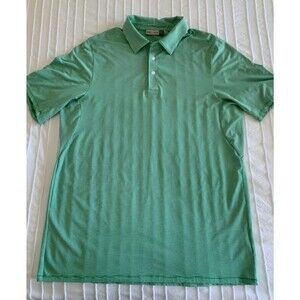 KJUS Golf Polo Shirt Mens XL Green White Stripe UPF 50+ Stretch Outdoor Active